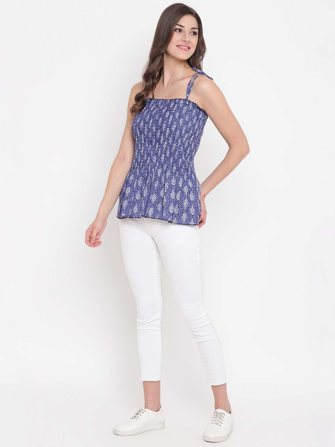 Women's Rayon Printed Casual Summer Style Tie Shoulder Straps Free Size Tank Top ( Multi10) - Image 3